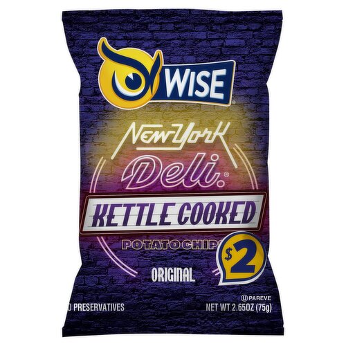 Wise New York Deli Kettle Cooked Original Potato Chips, 2.65 oz