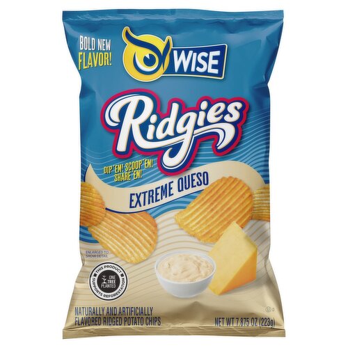 Wise Ridgies Extreme Queso Ridged Potato Chips, 7.875 oz