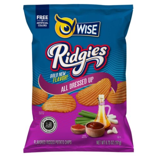 Wise Ridgies All Dressed Up Flavored Ridged Potato Chips, 6.75 oz