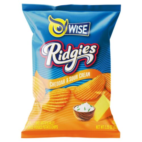 Wise Ridgies Cheddar & Sour Cream Potato Chips, 2.25 oz