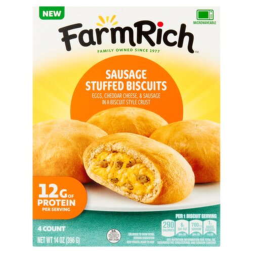 Farm Rich Sausage Stuffed Biscuits, 4 count, 14 oz