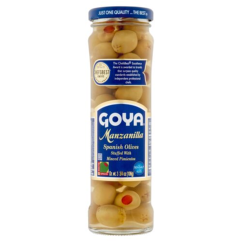 Goya Manzanilla Spanish Olives Stuffed with Minced Pimientos, 3 3/4 oz