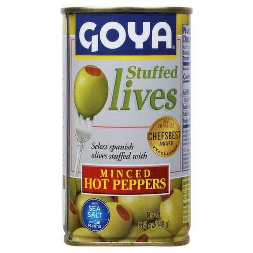 Goya Minced Hot Peppers Stuffed Olives, 5 1/4 oz