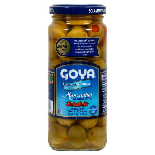 Goya Reduced Sodium Manzanilla Spanish Olives, 6 3/4 oz