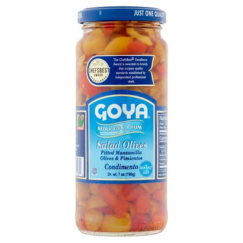 Goya Reduced Sodium Pitted Manzanilla Salad Olives, 7 oz