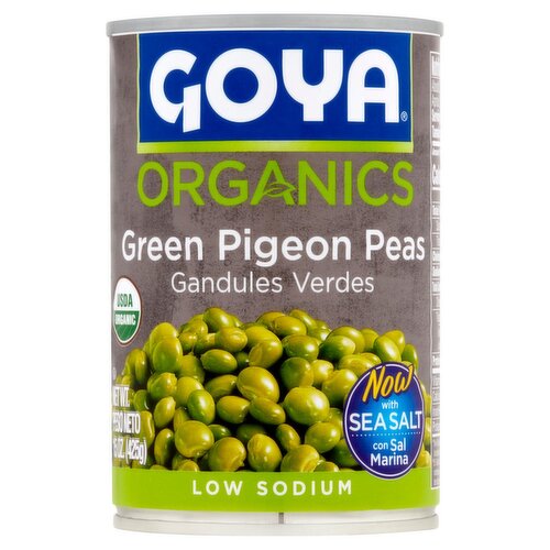 Goya Organics Low Sodium Green Pigeon Peas, 15 oz