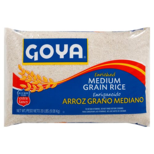 Goya Enriched Medium Grain Rice, 20 lbs