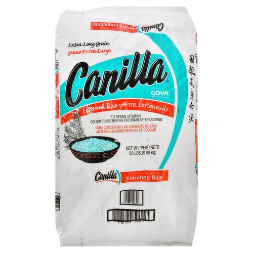 Canilla Extra Long Grain Enriched Rice, 20 lb