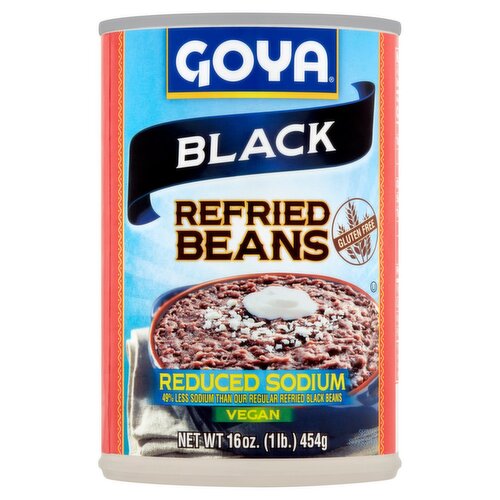 Goya Reduced Sodium Black Refried Beans, 16 oz