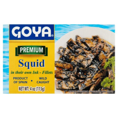 Goya Premium Squid in Their Own Ink Fillets, 4 oz