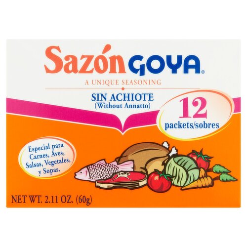 Sazón Goya Seasoning without Annatto, 12 count, 2.11 oz