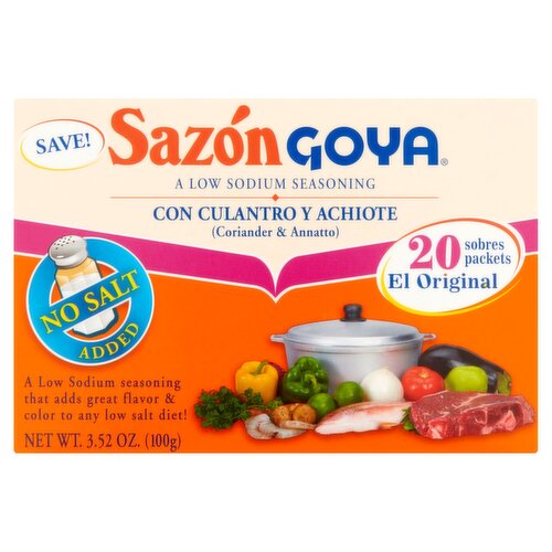 Sazón Goya Coriander & Annatto Seasoning, 20 count, 3.52 oz