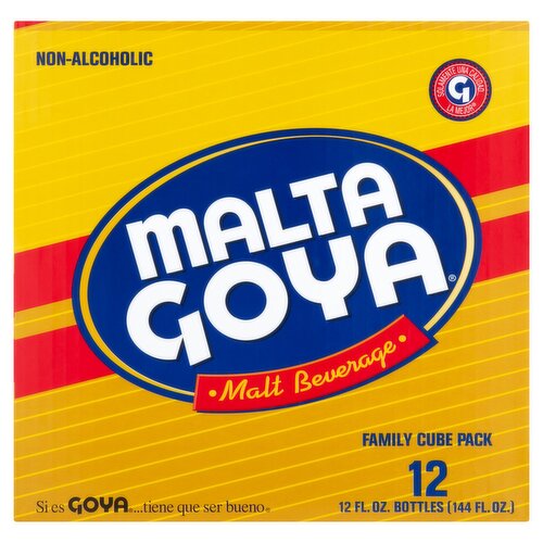 Malta Goya Non-Alcoholic Malt Beverage Family Cube Pack, 12 fl oz, 12 count