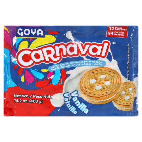 Goya Carnaval Vanilla Flavored Cream Sandwich Cookies, 12 count, 14.2 oz