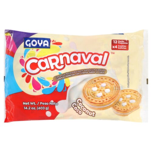 Goya Carnaval Coconut Flavored Cream Sandwich Cookies, 12 count, 14.2 oz