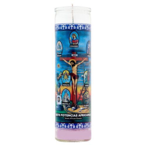 Goya Seven African Powers 8'' Glass Candle, 9.6 oz