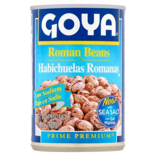 Goya Prime Premium Low Sodium Roman Beans, 15.5 oz