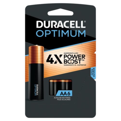 Duracell Optimum 1.5 V AA Alkaline Batteries, 6 count