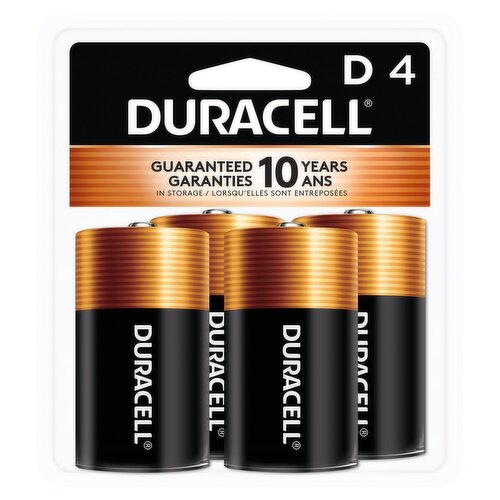 Duracell 1.5 V D Alkaline Batteries, 4 count