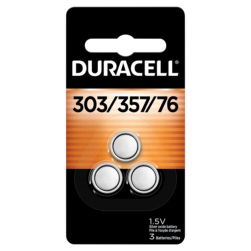 Duracell 303/357/76 1.5v Silver Oxide 2 Batteries, 3 count