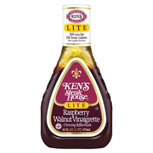 Ken's Steak House Lite Raspberry Walnut Vinaigrette Dressing & Marinade, 16 fl oz