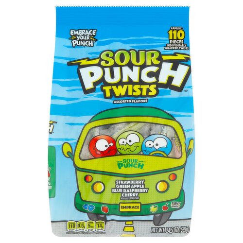 Sour Punch Twists Assorted Flavors Candy, 110 count, 24.5 oz