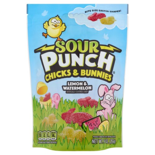 Sour Punch Lemon & Watermelon Chicks & Bunnies Candy, 9 oz