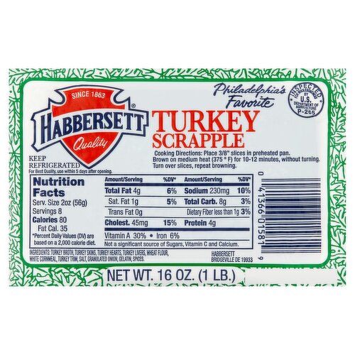 Habbersett Turkey Scrapple, 16 oz