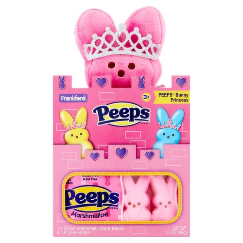 Frankford Peeps Bunny Princess Marshmallow Bunnies & Plush Bunny, 3+, 1.5 oz