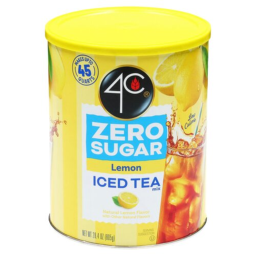 4C Zero Sugar Lemon Iced Tea Mix, 28.4 oz