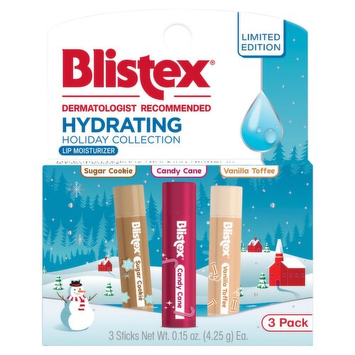Blistex Hydrating Holiday Collection Lip Moisturizer Limited Edition, 3 count, 0.15 oz
