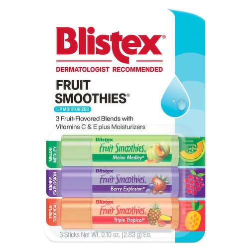 Blistex Fruit Smoothies Lip Moisturizer, 3 count, 0.10 oz