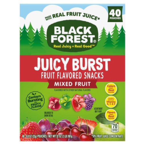 Black Forest Juicy Burst Mixed Fruit Flavored Snacks, 0.8 oz, 40 count