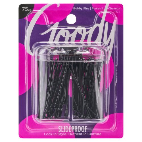 Goody Bobby Pin Box w/ Magnetic Top Black, 75 count