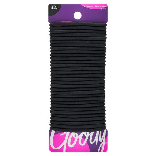 Goody Ouchless Braided Elastics, Black, 32 count