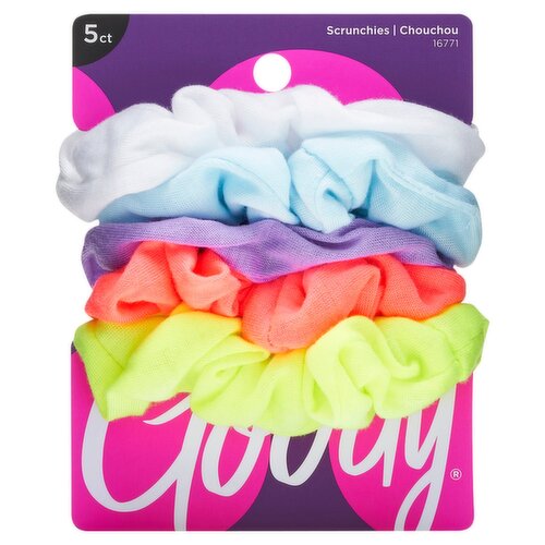 Goody Ouchless Neon Scrunchies, 5 count