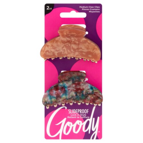 Goody SlideProof Medium Claw Clips, 2 count