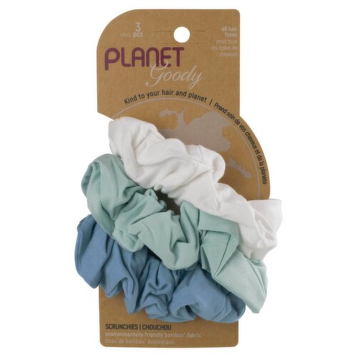 Goody Planet Sustainable Rouched Scrunchie Bright, 3 count