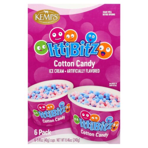 Kemps IttiBitz Cotton Candy Ice Cream, 1.41 oz, 6 count