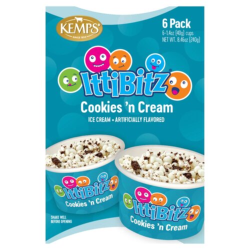 Kemps IttiBitz Cookies 'N Cream Ice Cream, 1.41 oz, 6 count