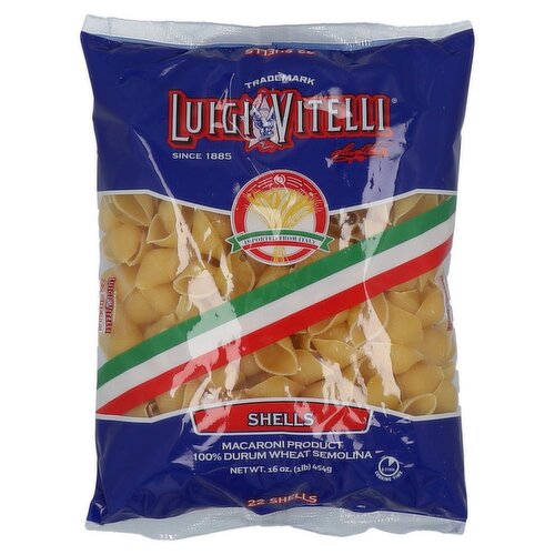 Luigi Vitelli 22 Shells Italian Macaroni Product, 16 oz