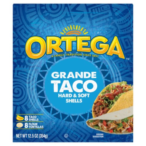 Ortega Grande Hard & Soft Taco Shell and Tortilla, 16 count, 12.5 oz