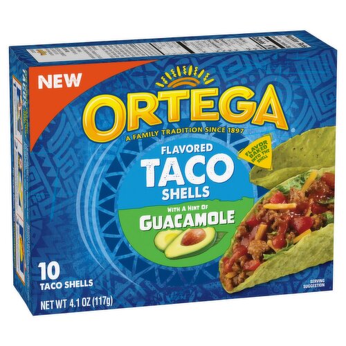 Ortega Flavored with a Hint of Guacamole Taco Shells, 10 count, 4.1 oz