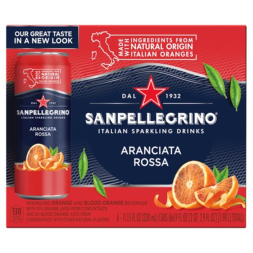 Sanpellegrino Aranciata Rossa Italian Sparkling Drinks, 11.15 fl oz, 6 count