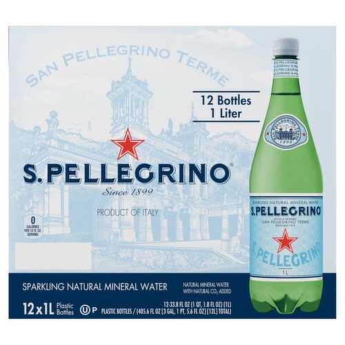 S.Pellegrino Sparkling Natural Mineral Water, 33.8 fl oz, 12 count