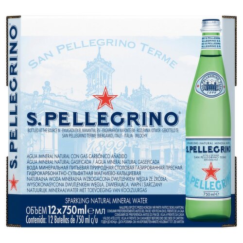 S. Pellegrino Sparkling Natural Mineral Water, 25.3 fl oz, 12 count