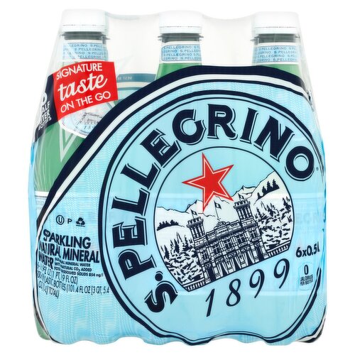 S.Pellegrino Sparkling Natural Mineral Water, 16.9 fl oz, 6 count