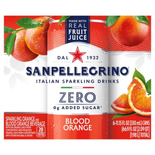 Sanpellegrino Sparkling Orange and Blood Orange Beverage, 6 count, 11.15 Fl oz