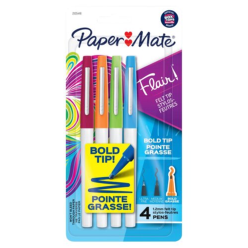 Paper Mate Flair! Bold 1.2mm Felt Tip Pens, 4 count