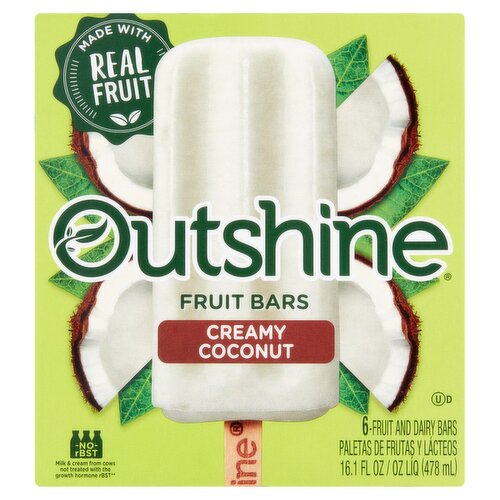 Outshine Creamy Coconut Fruit Bars, 6 count, 16.1 fl oz